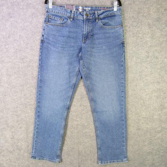 IZOD Saltwater Jeans Mens 30x29 Blue Straight Fit Comfort Stretch Denim 5-Pocket - Picture 1 of 9